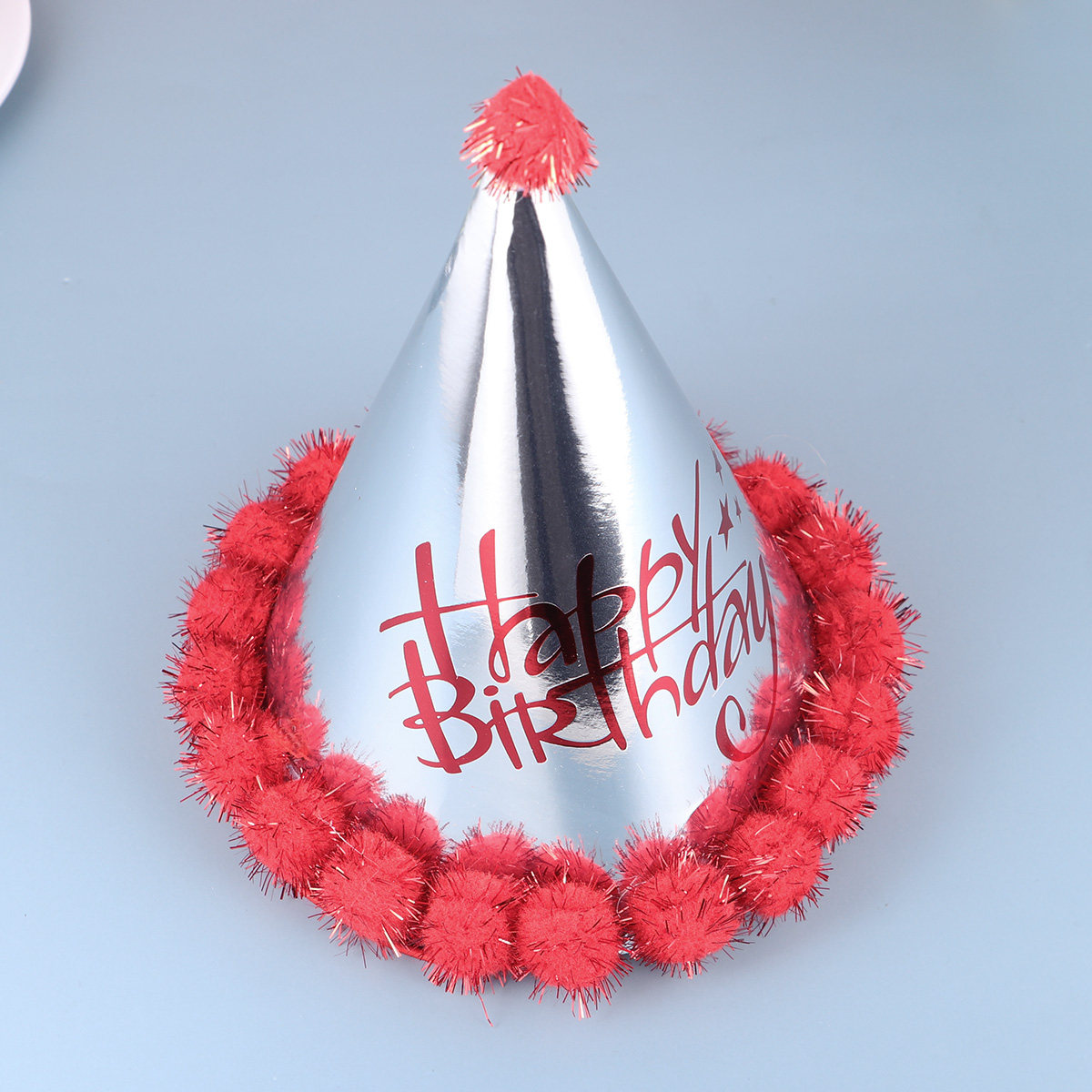 Party Hat Cone - 5 Stück Laser-Papier Geburtstagshüte Pompon Kegelform