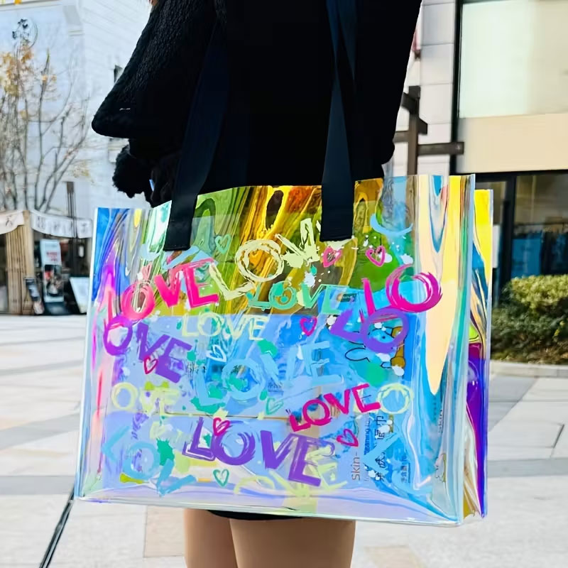 Event & Party Supply Photos - Modische Laserbedruckte Handtasche aus PVC-Jelly-Material, perfekt