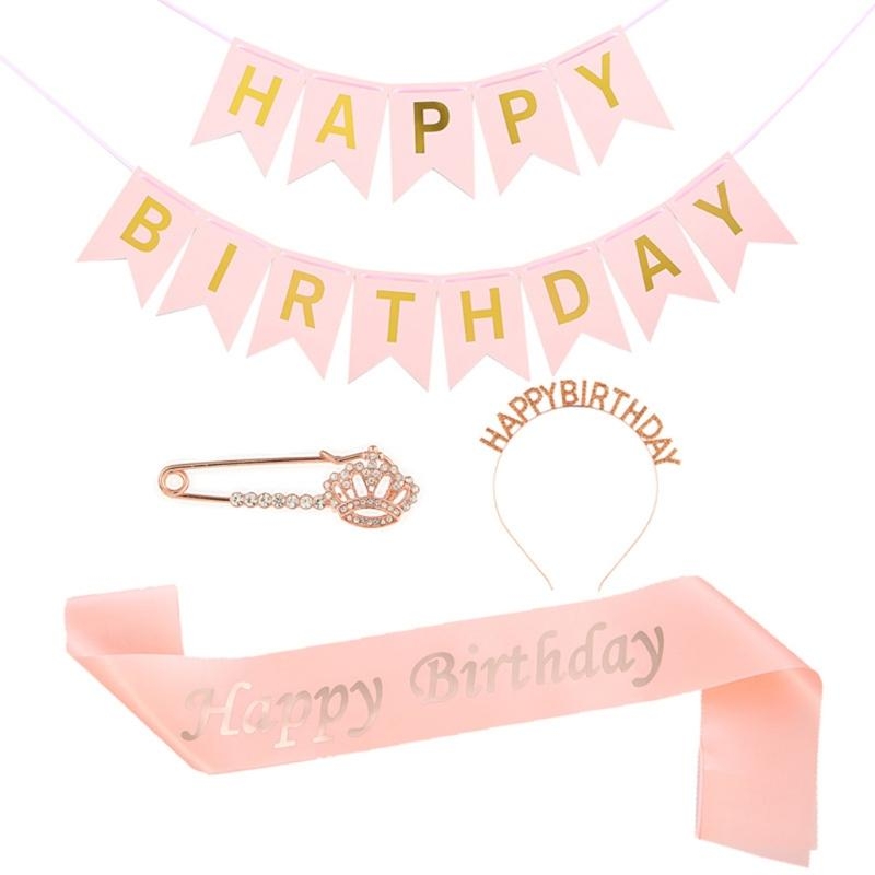 Birthday Sash Glitter - G92D 4 Stück Geburtstagsparty-Dekorationen, Champagner-Geburtstagsset, helle