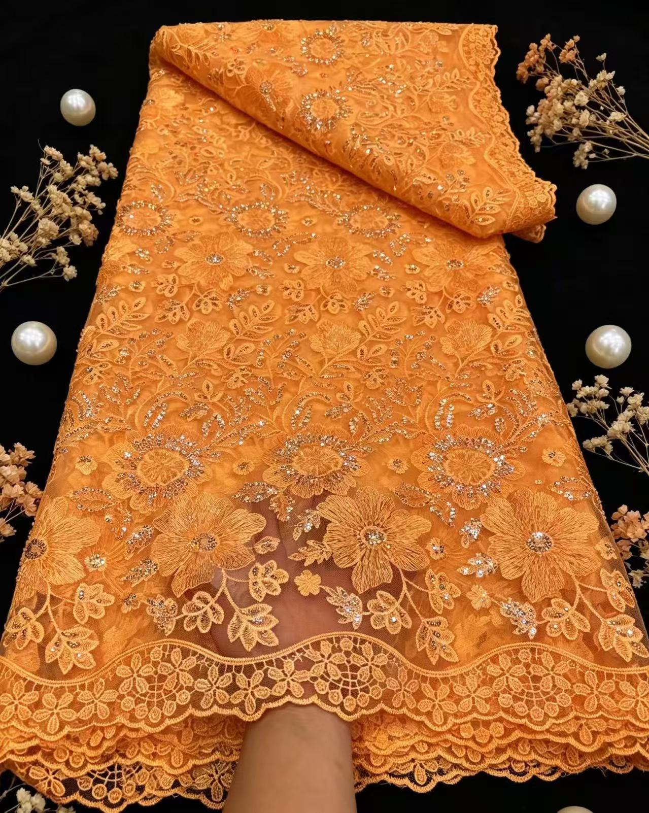 Glitter Tablecloth - Reiner französischer Tüll-Netz-Pailletten-Spitzenstoff, hochwertiger 2026 afrikanischer
