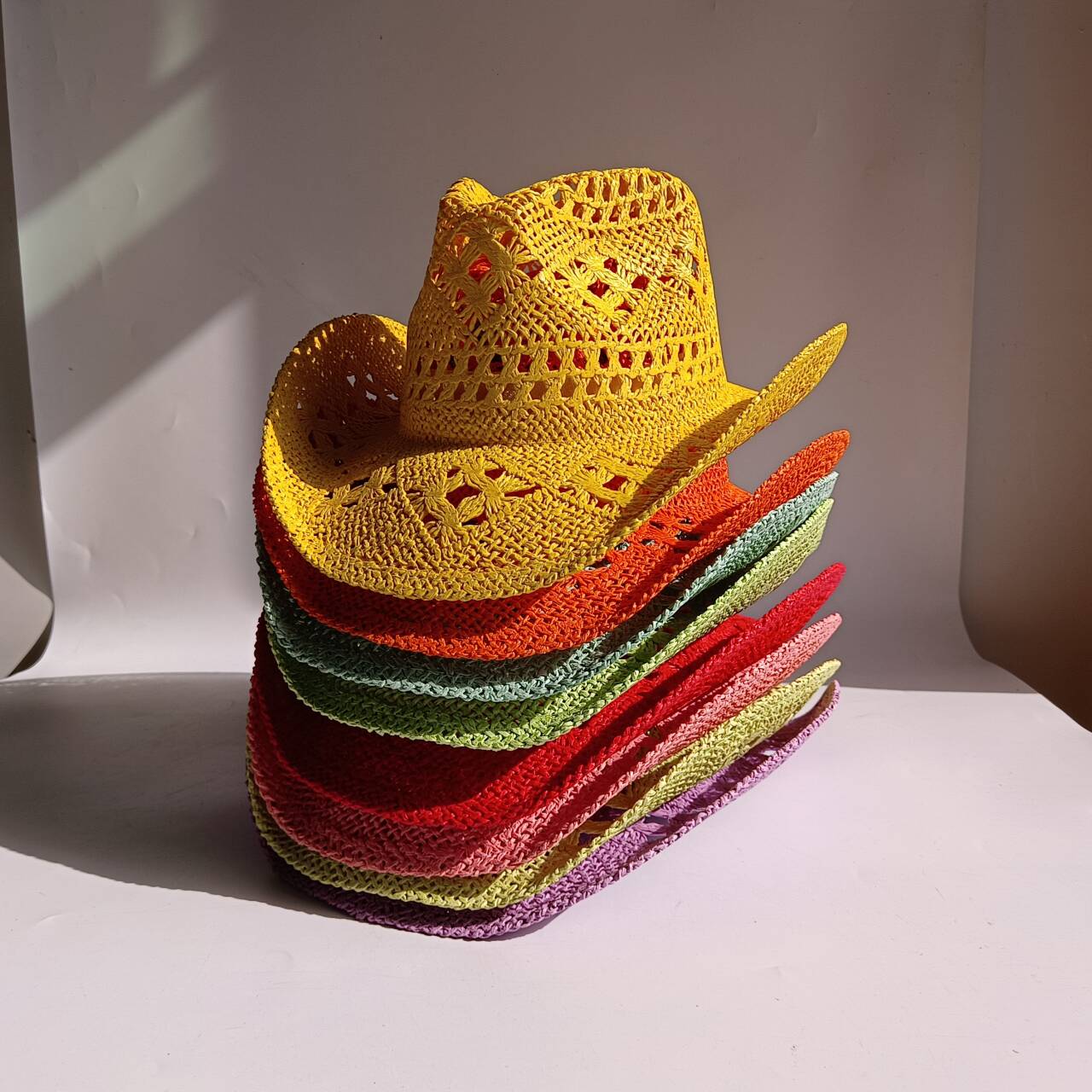 Paper Straw Color - Cowboy-Strohhut, neue Farbe, handgewebt, hohl, für