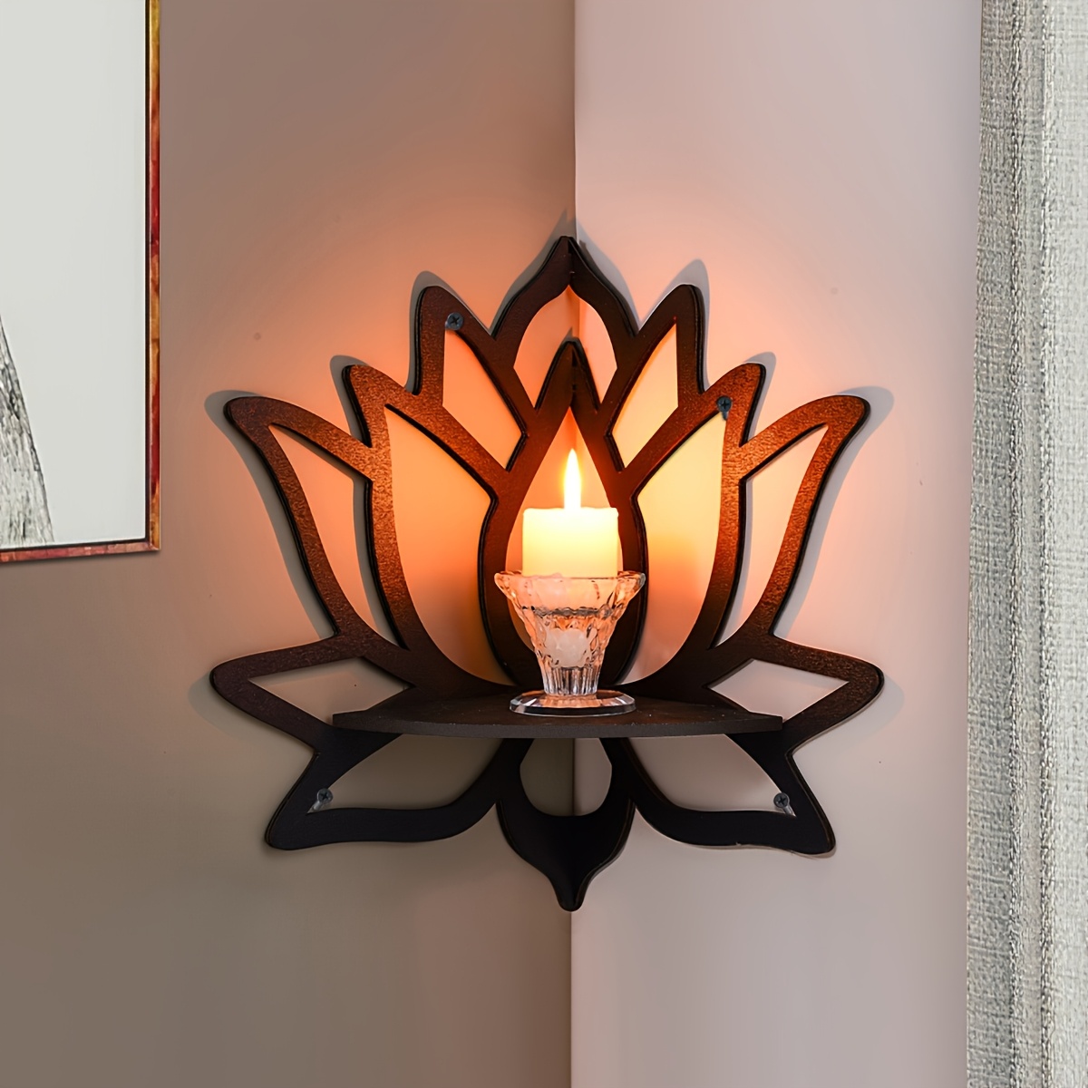 Flower Wall Panel - Lotus Eck-Schweberegal, Hohles Blumen-Wandregal, Dekoratives Wanddisplay-Regal