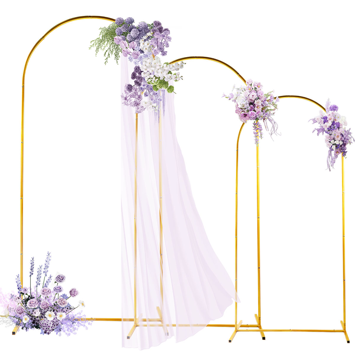 Balloon Arch Kit - 3er-Pack goldene Metallbogen-Sets, verstellbarer und tragbarer
