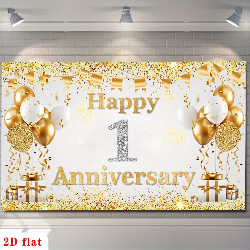 2D Flaches Gold-Weißes Happy 1 – Party Banner Gold Bewertung und Preis
