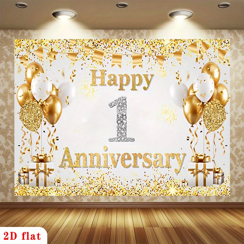 2D Flaches Gold-Weißes Happy 1 – Party Banner Gold Bewertung und Preis