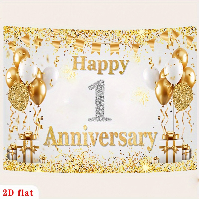 2D Flaches Gold-Weißes Happy 1 – Party Banner Gold Bewertung und Preis