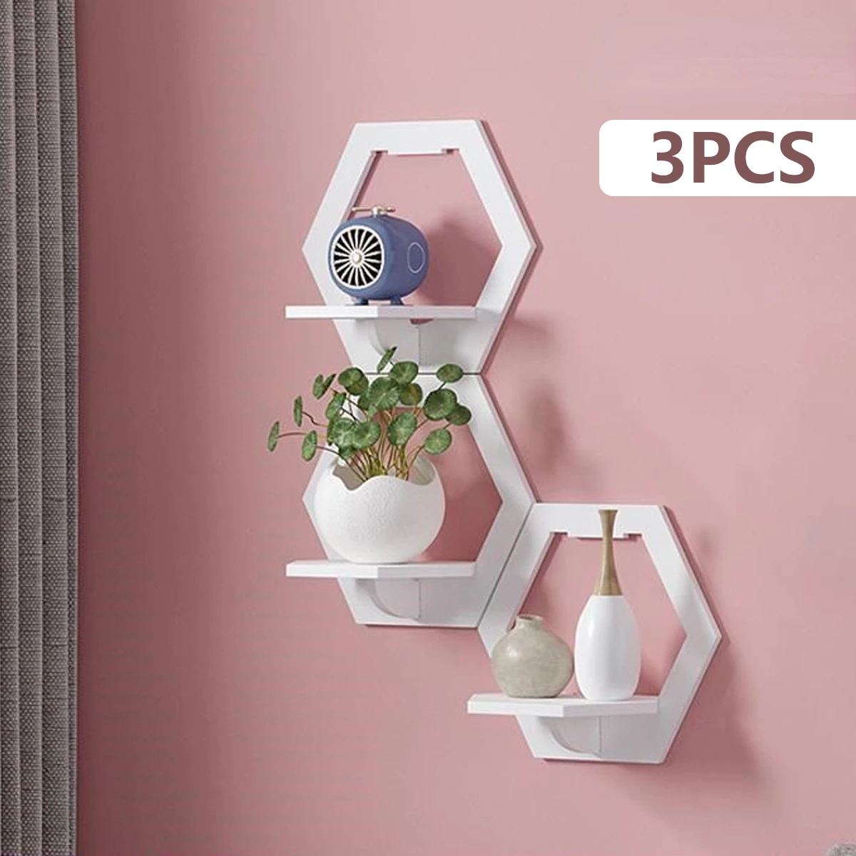 3Pcs Hexagon Wand Regal Schlag – Flower Wall Panel Bewertung und Preis