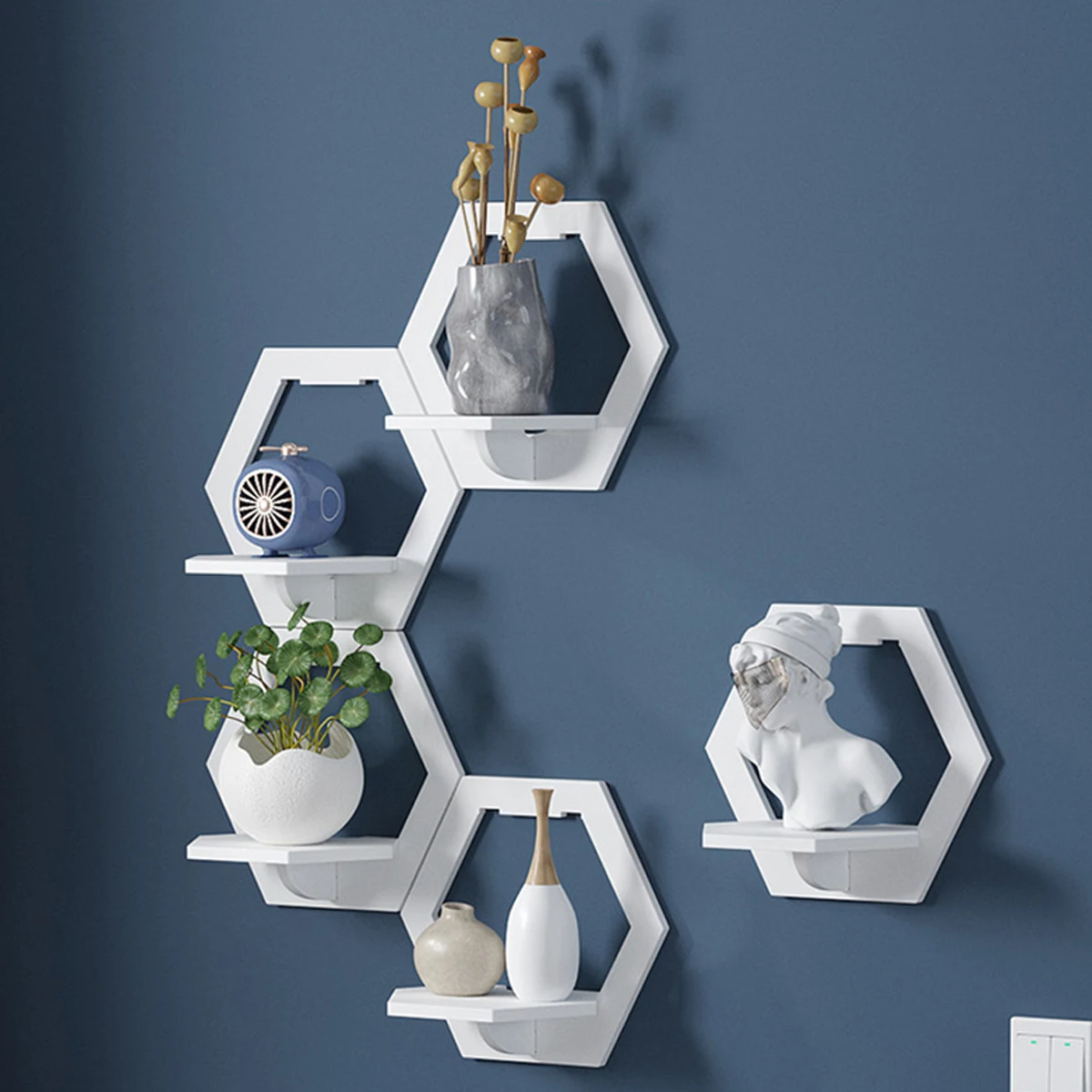 3Pcs Hexagon Wand Regal Schlag – Flower Wall Panel Bewertung und Preis