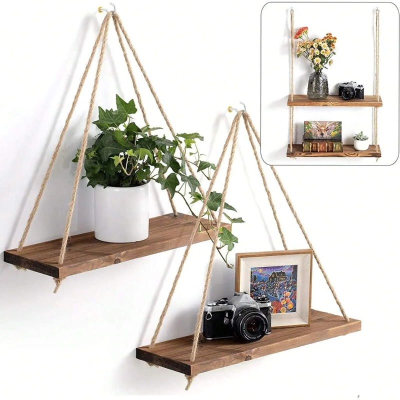 1PC Holz Schaukel Hängen Hanf  – Flower Wall Panel Bewertung und Preis