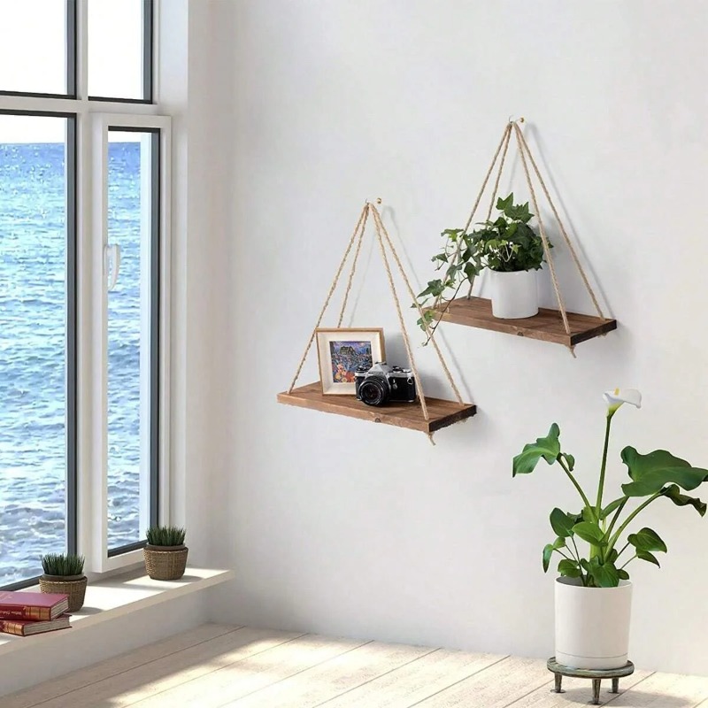 1PC Holz Schaukel Hängen Hanf  – Flower Wall Panel Bewertung und Preis
