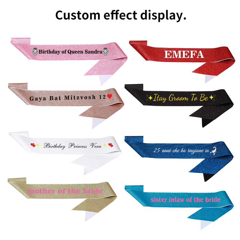 Diy Custom Glitzer Satin Schär – Birthday Sash Glitter Bewertung und Preis