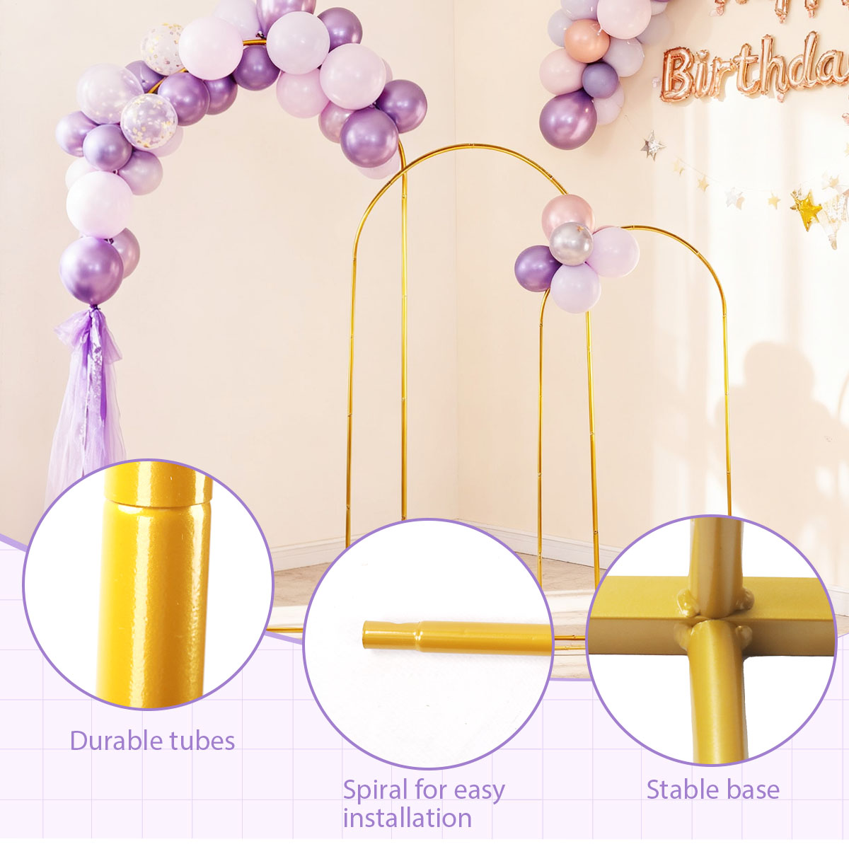 3er-Pack goldene Metallbogen-S – Balloon Arch Kit Bewertung und Preis